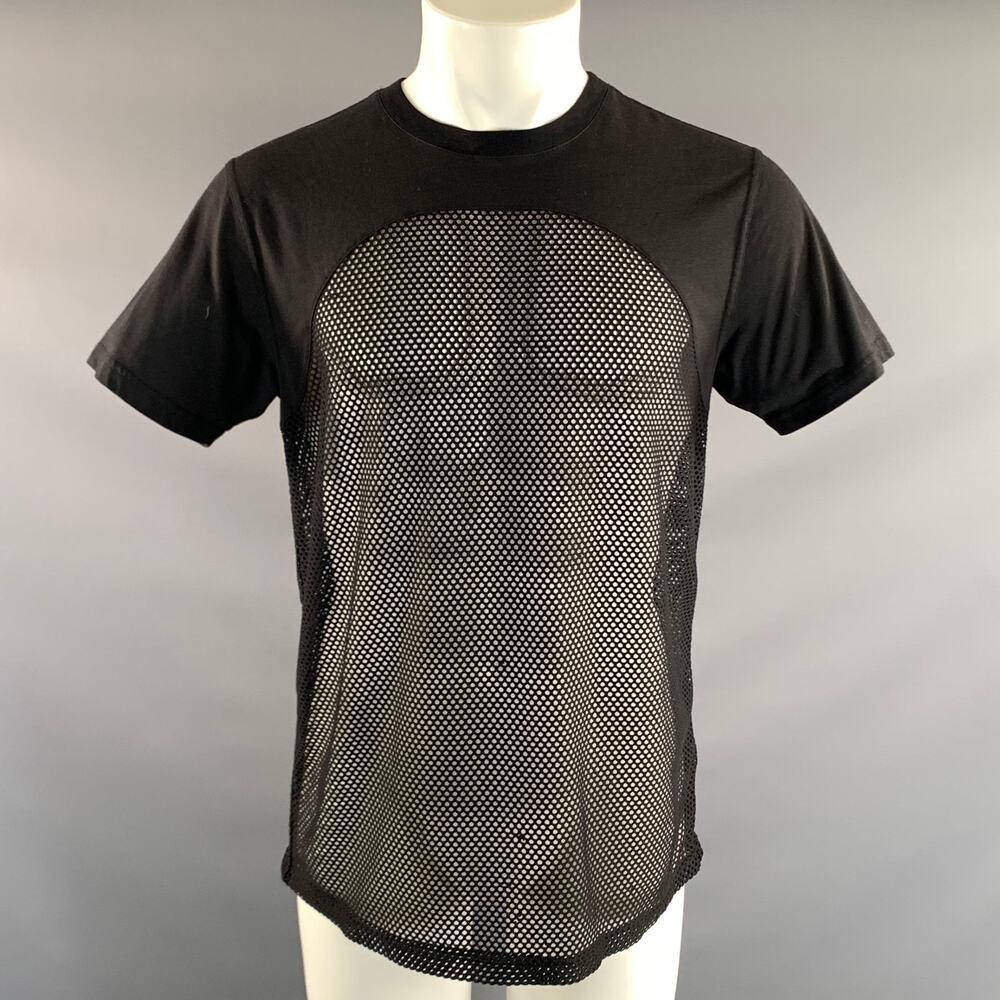 NIKE Size M Black Mesh Cotton Blend See Through T shirt